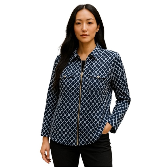 Plus Size, MICHAEL Michael Kors Blue Geometric Blazer 3X - Picture 1 of 5